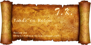 Takács Kolos névjegykártya